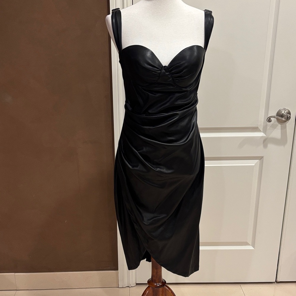 Elegant Leather Black Dress